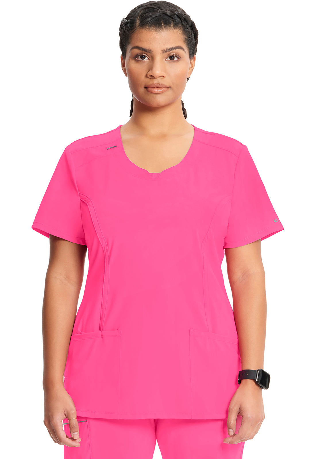 Women's Round Neck Top - Carmine Pink