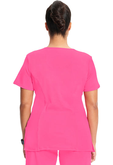 Women's Mock Wrap Top - Carmine Pink