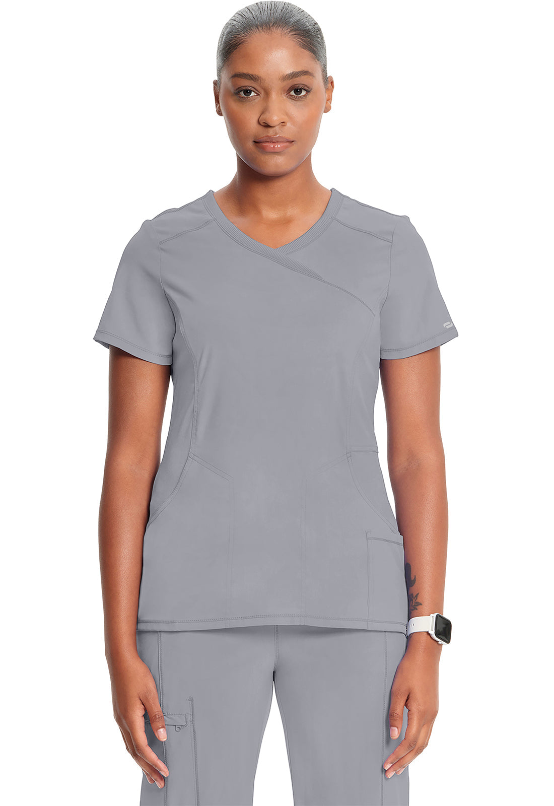 Women's Mock Wrap Top - Grey