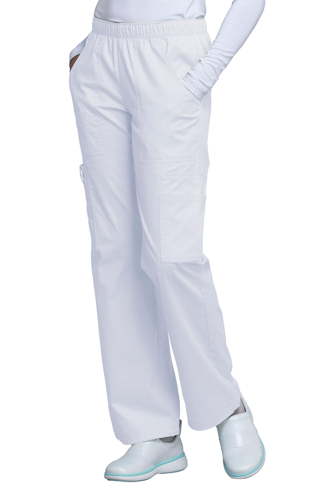 Women's Mid Rise Pull-On Cargo Pant - White