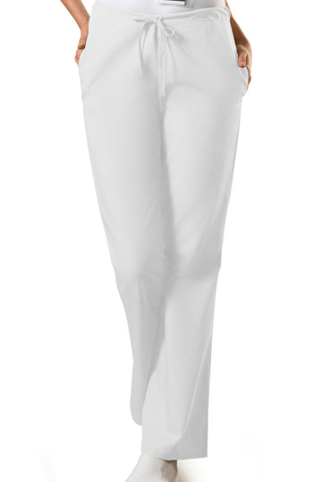 Women's Natural Rise Flare Leg Drawstring Pant - White