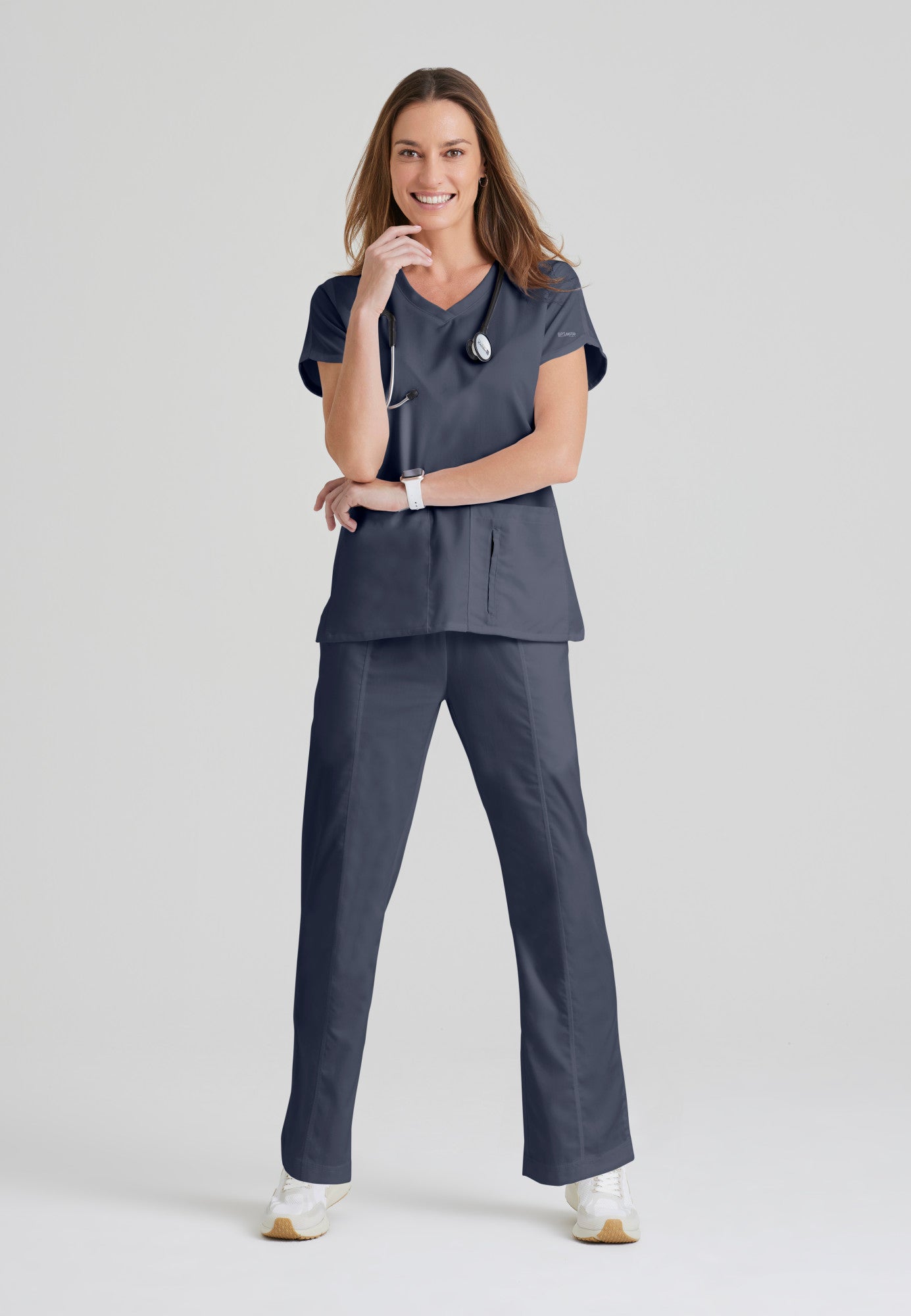 Cora Top - Steel - Grey's Anatomy Scrubs