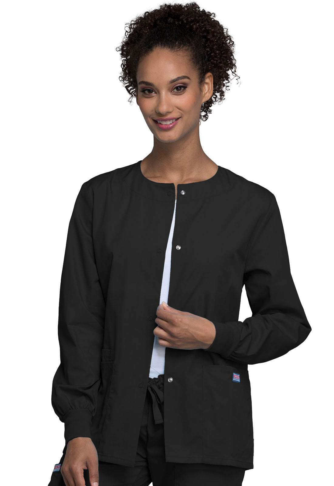 Women's Snap Front Warm-Up Jacket - Black