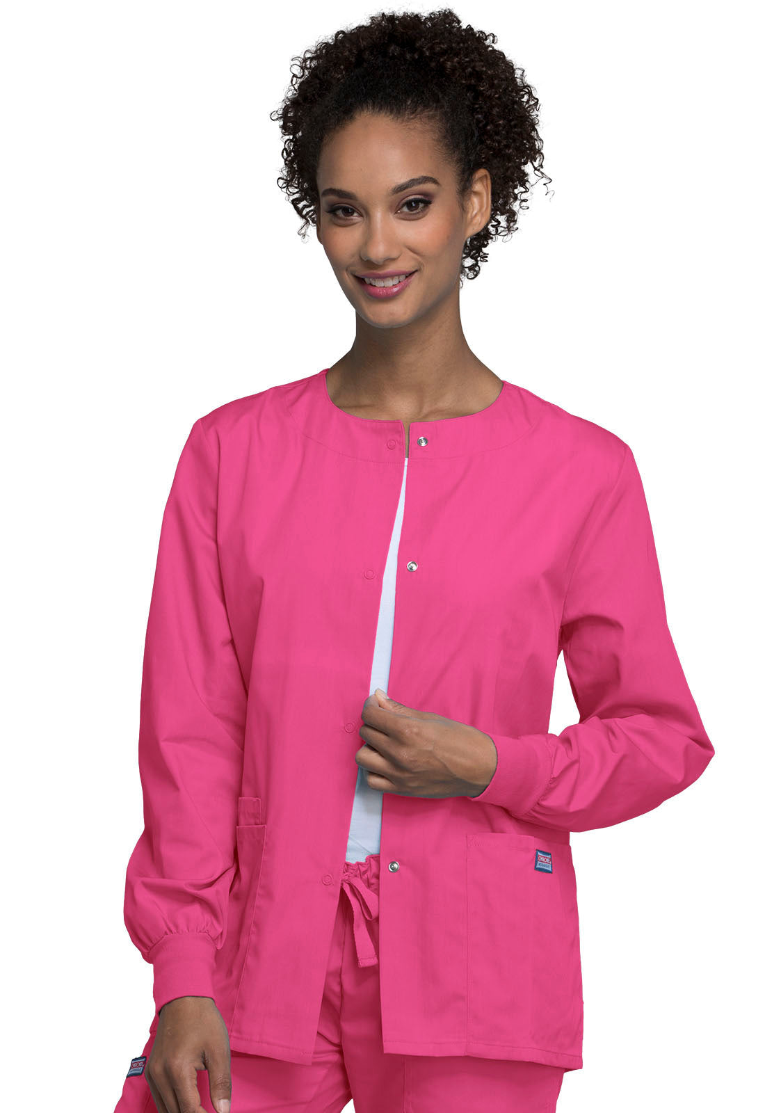 Women's Snap Front Warm-Up Jacket - Shocking Pink