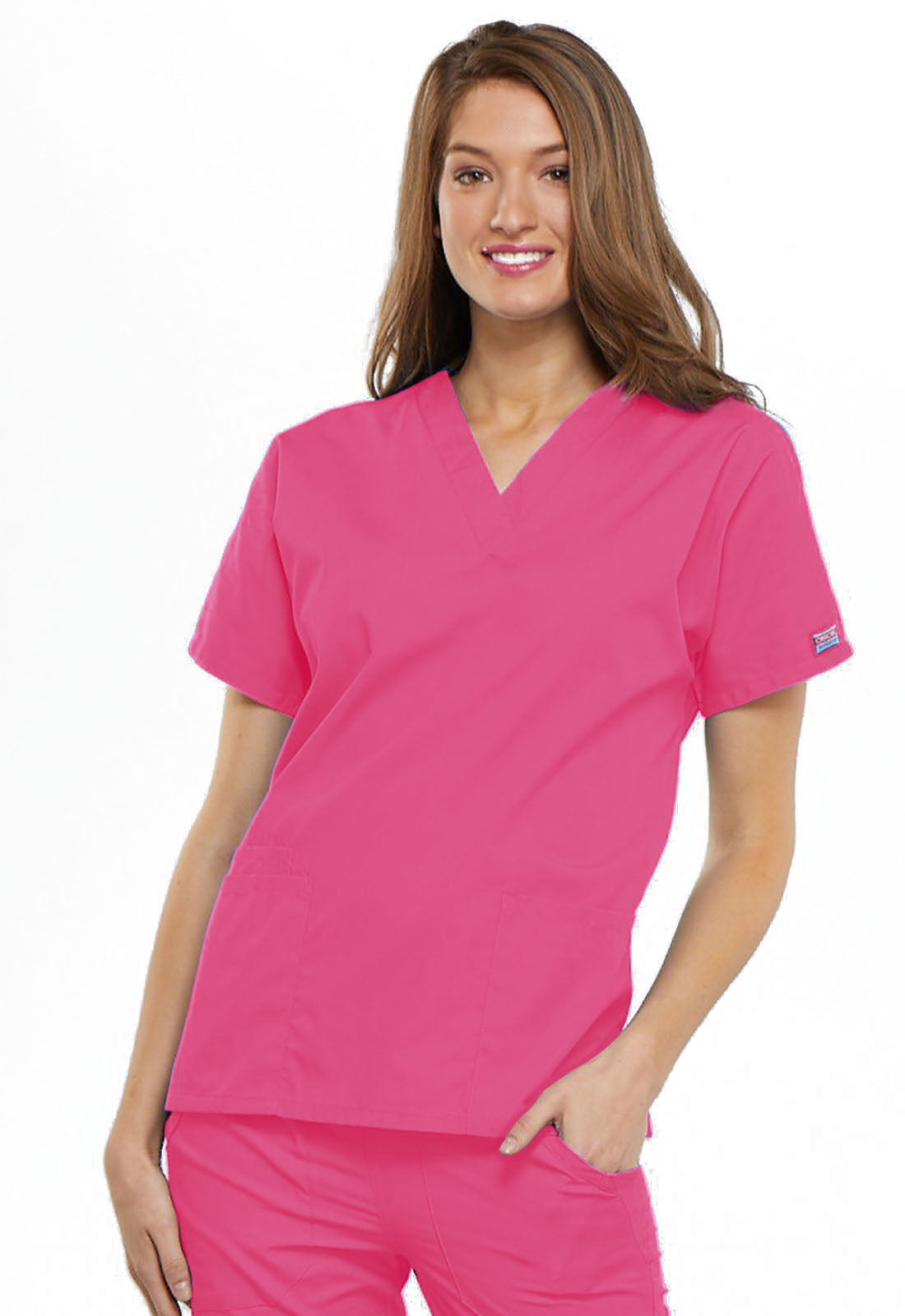 Women's V-Neck Top - Shocking Pink