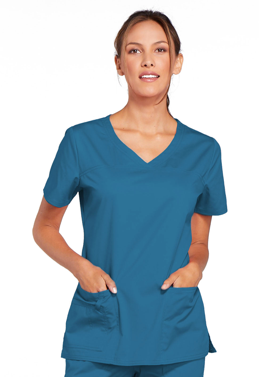 Women's V-Neck Top - Caribbean Blue