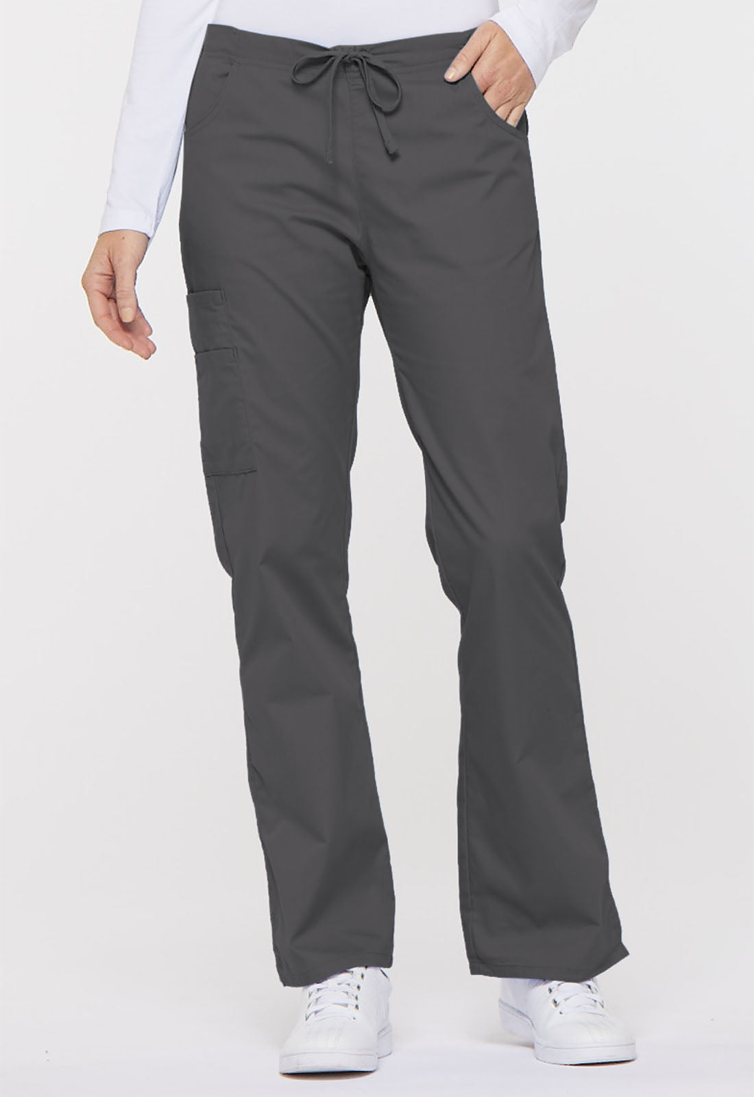 Women's Mid Rise Drawstring Cargo Pant - Pewter