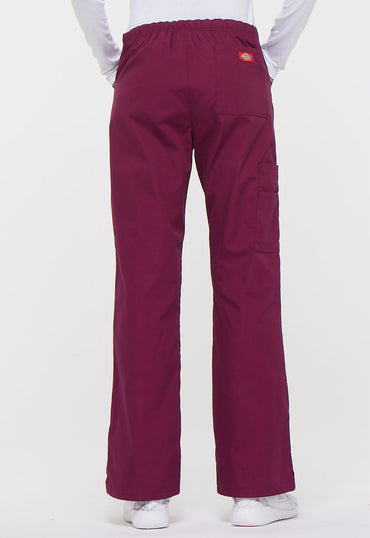 Women's Mid Rise Drawstring Cargo Pant - Wine