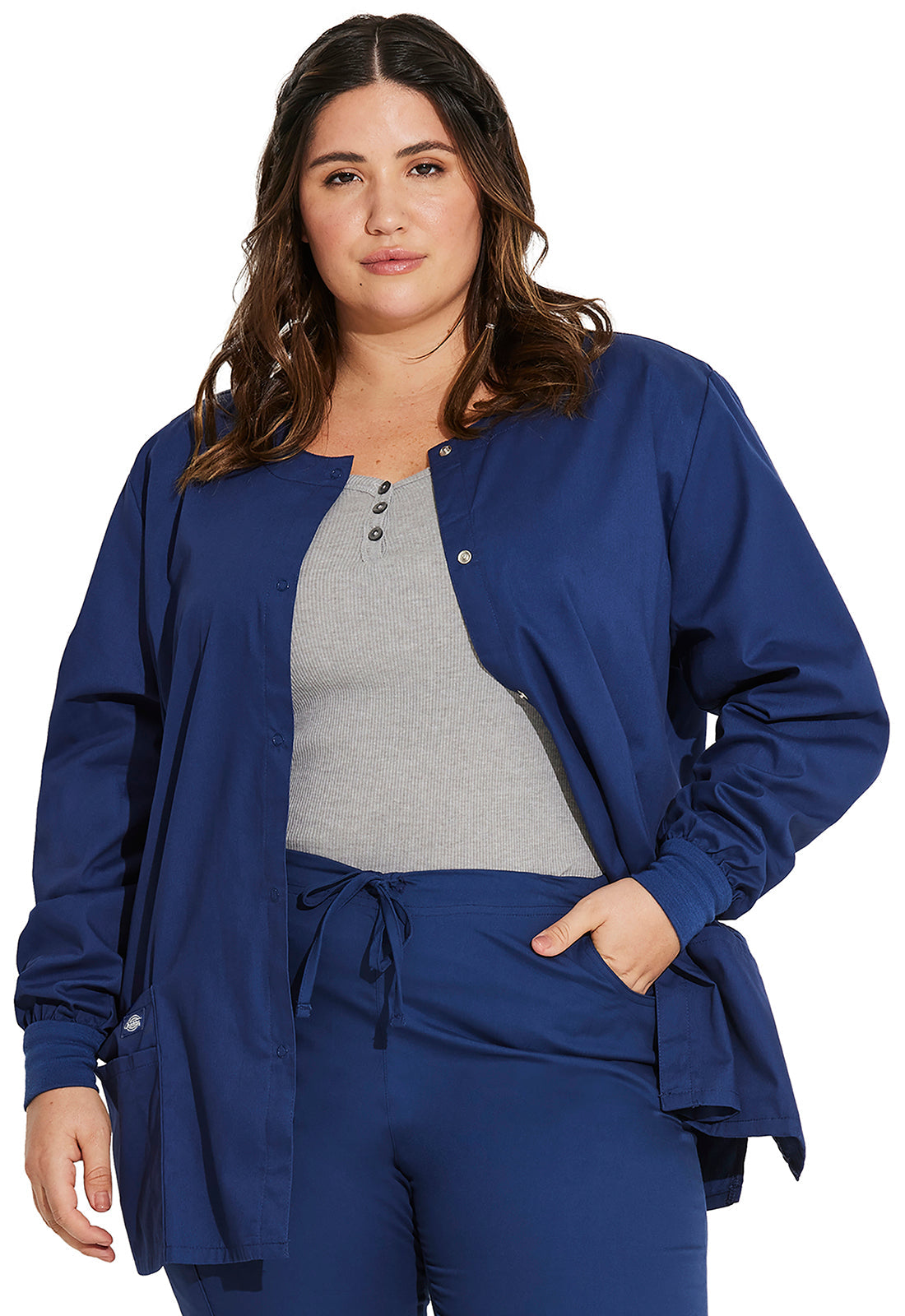 Women's Snap Front Warm-Up Jacket - Navy