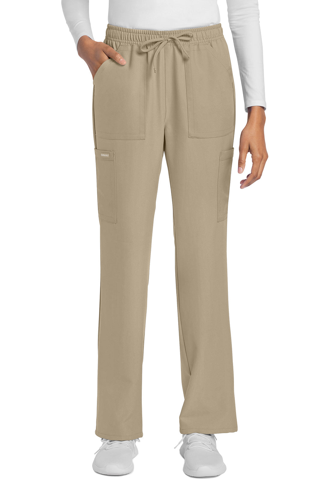 Women's Mid Rise Drawstring Trouser Cargo Pant - KHAKI