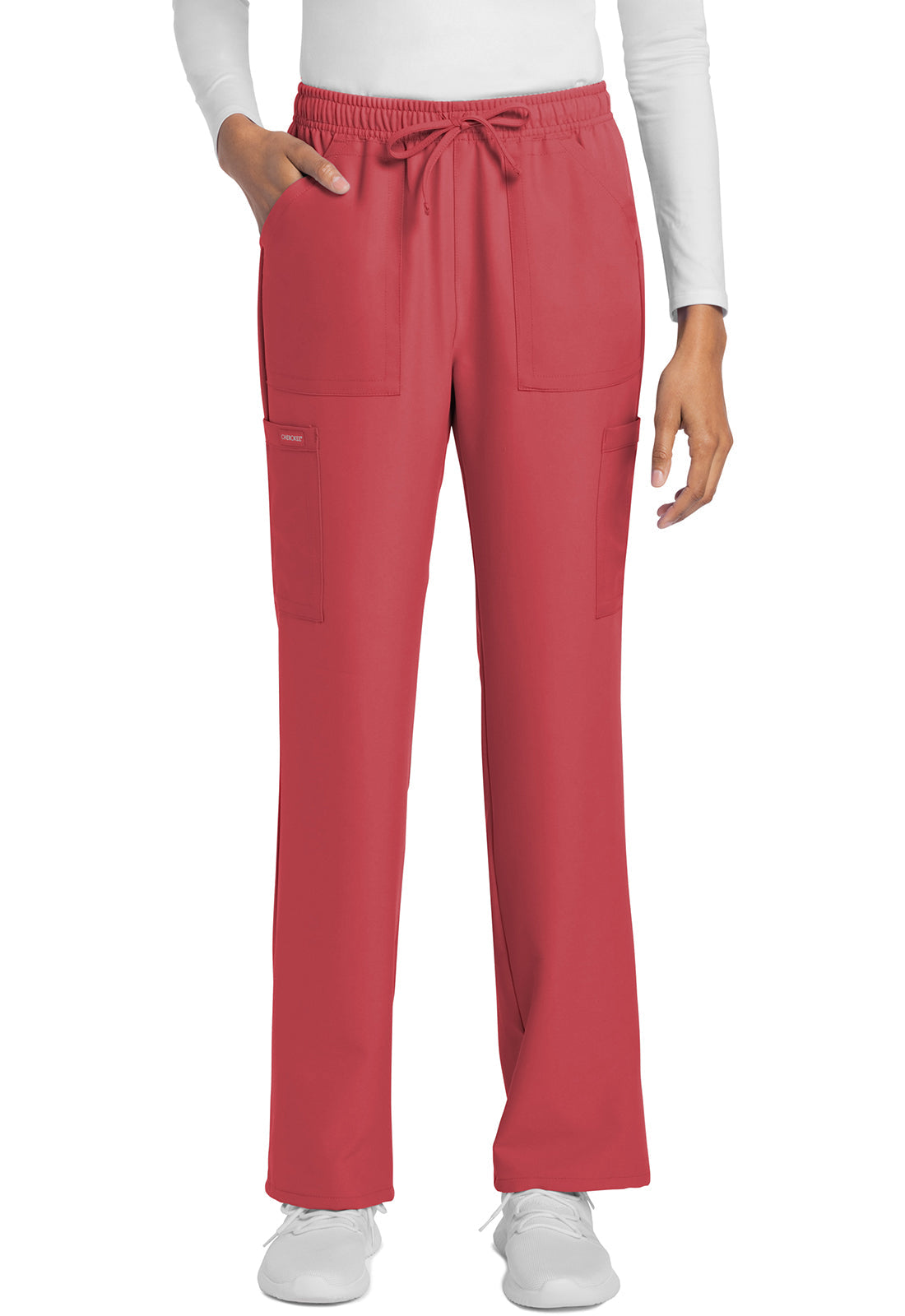 Women's Mid Rise Drawstring Trouser Cargo Pant - Spiced Coral