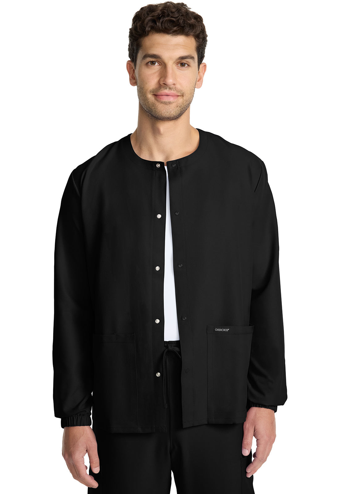 Unisex Unisex Snap Front Warm Up Jacket - Black