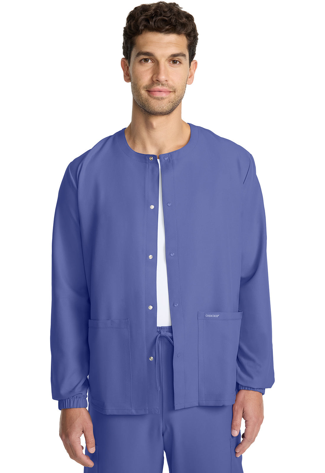 Unisex Unisex Snap Front Warm Up Jacket - Ciel