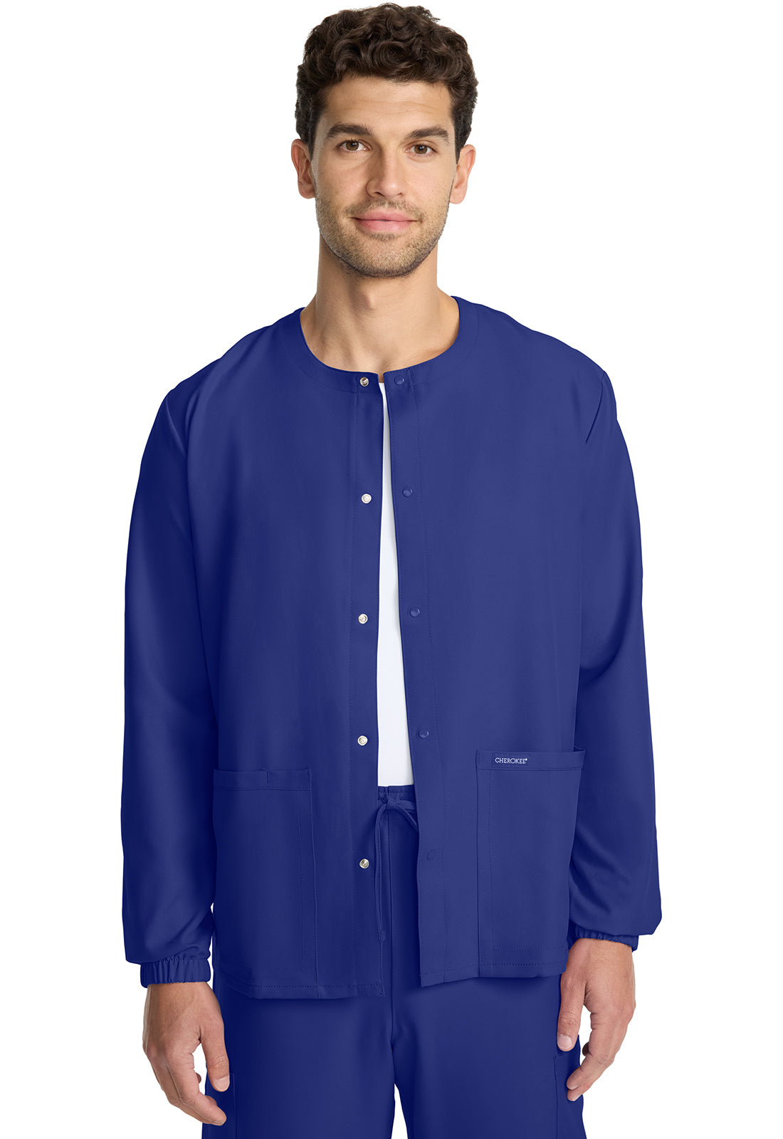 Unisex Unisex Snap Front Warm Up Jacket - Navy