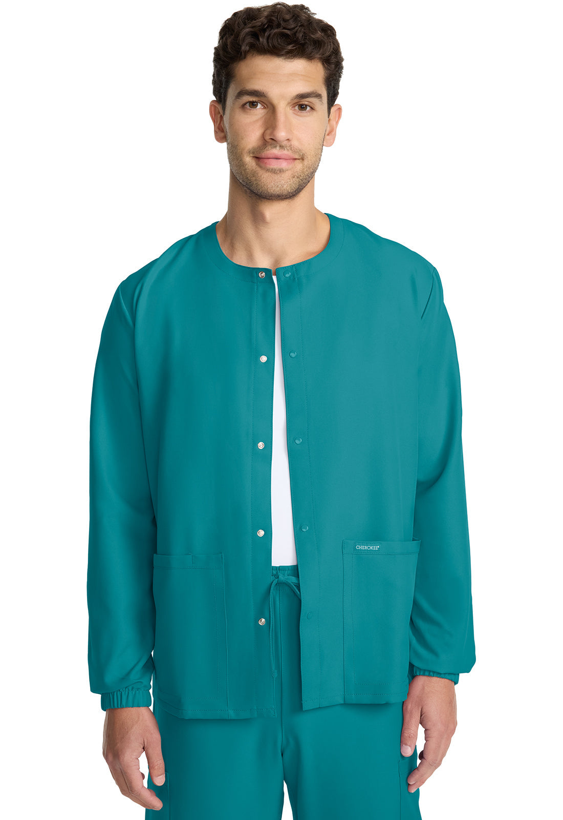 Unisex Unisex Snap Front Warm Up Jacket - Teal Blue