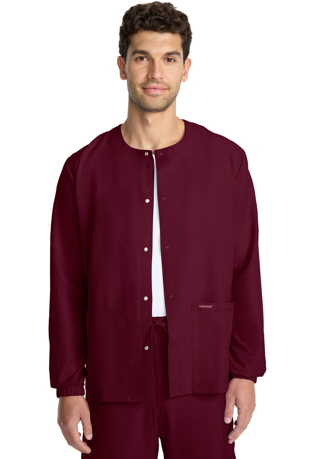 Unisex Unisex Snap Front Warm Up Jacket - Wine