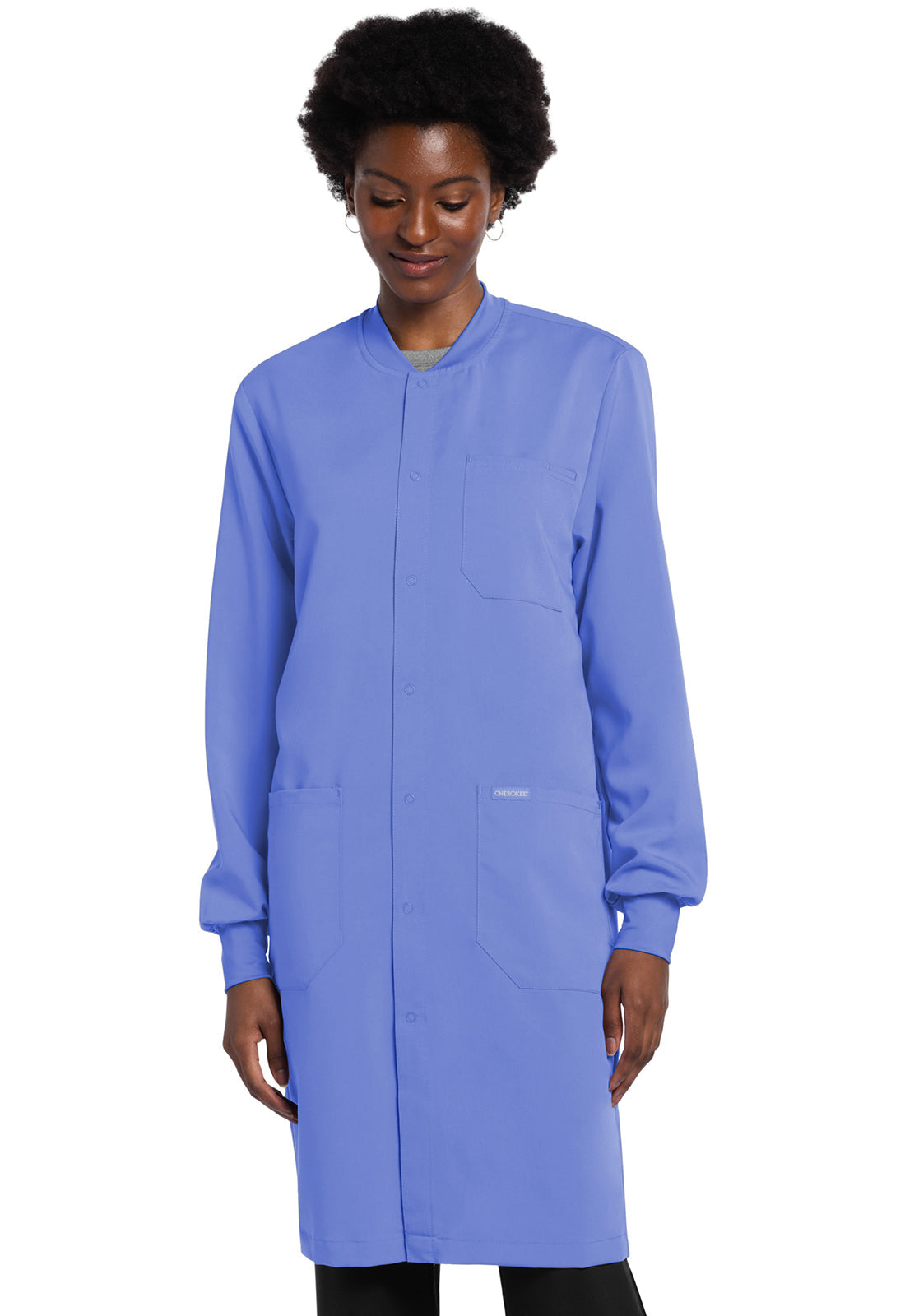 Unisex 40" Snap Front Lab Coat - Ciel