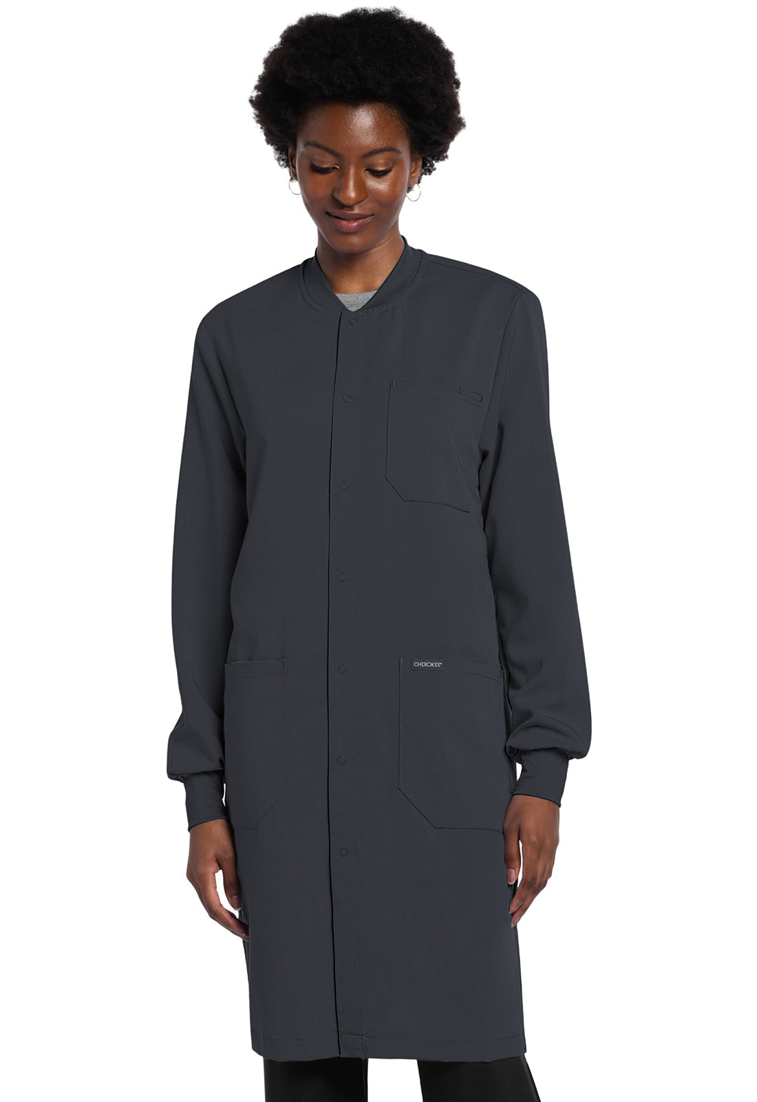 Unisex 40" Snap Front Lab Coat - Pewter
