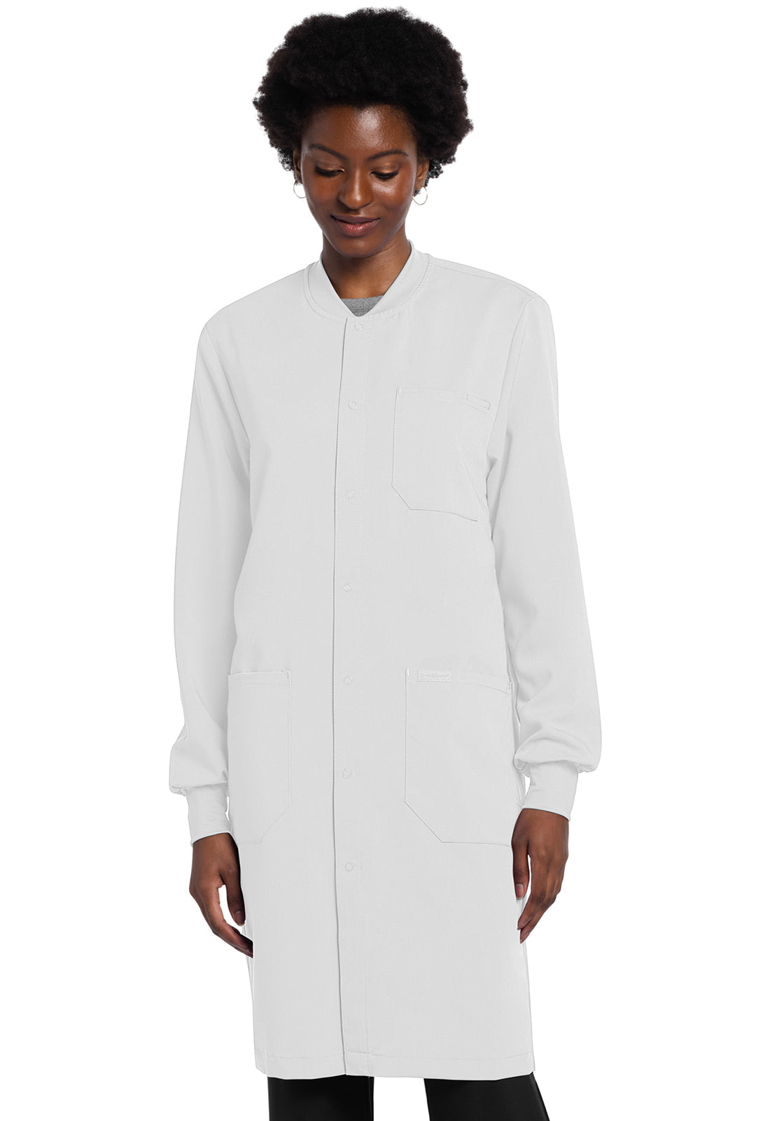 Unisex 40" Snap Front Lab Coat - White
