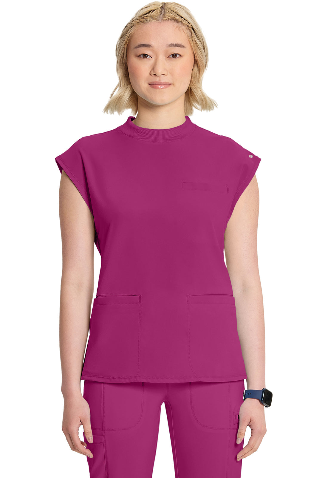 Women's Mock Neck Top - Future Fuchsia