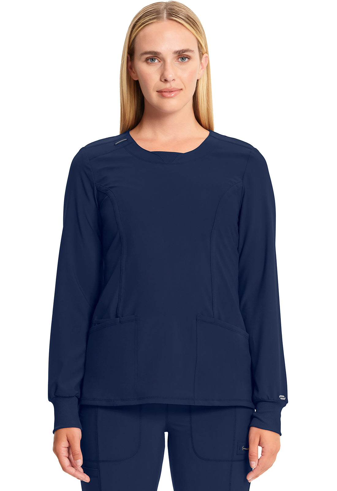 Women's Long Sleeve Round Neck Top - Navy