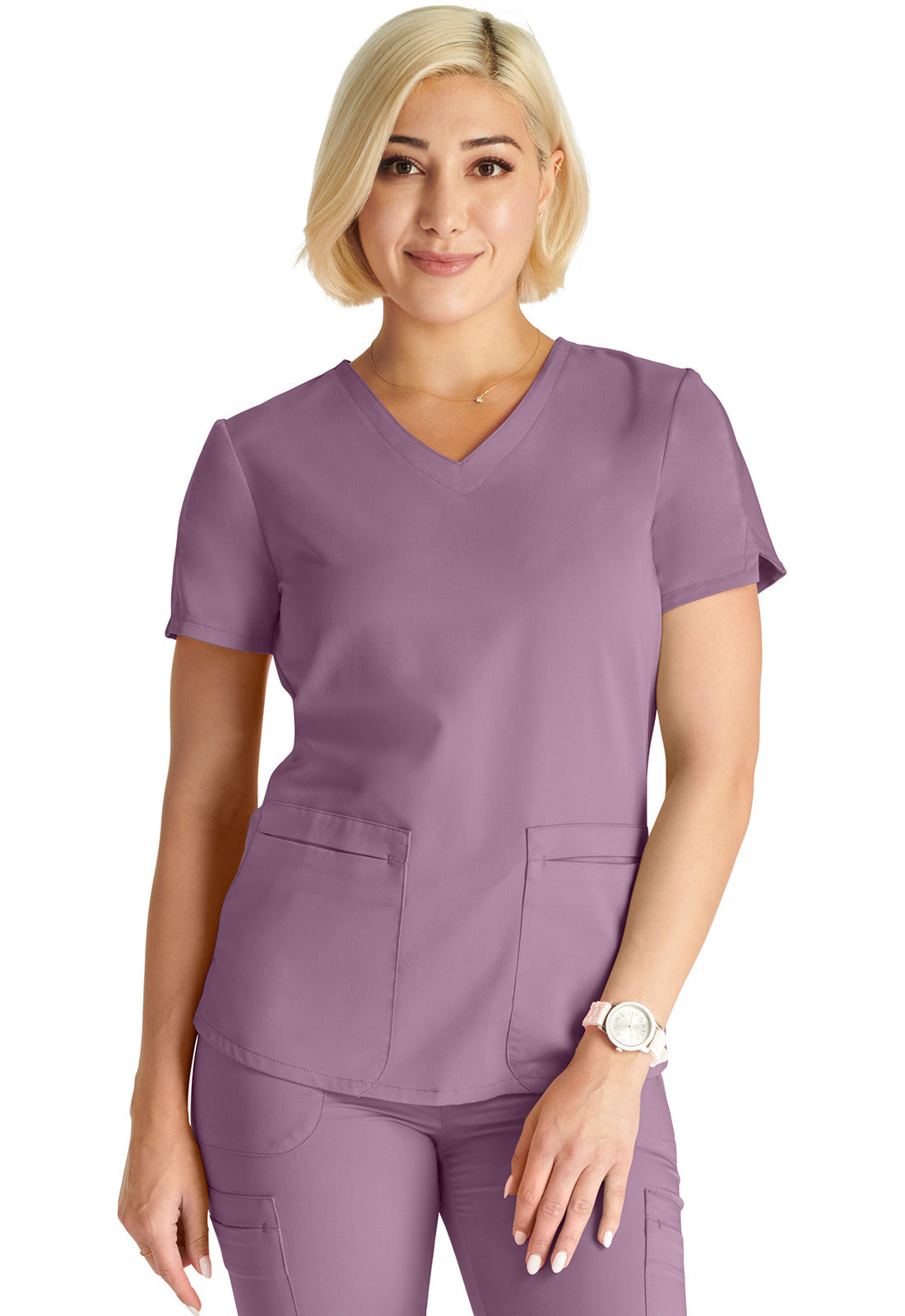 Women's V-Neck Top - Mauve Haze