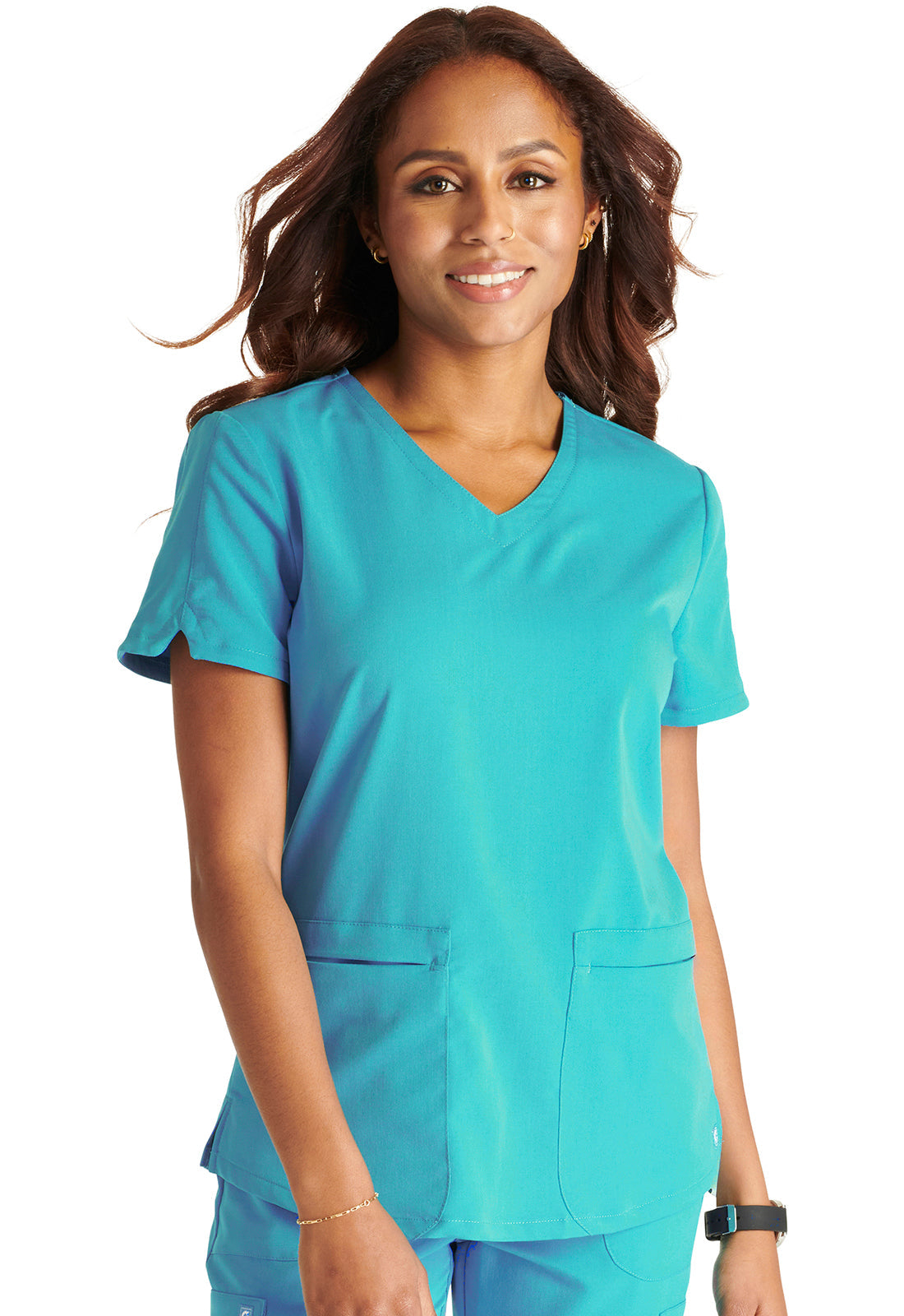 Women's V-Neck Top - Teal Blue