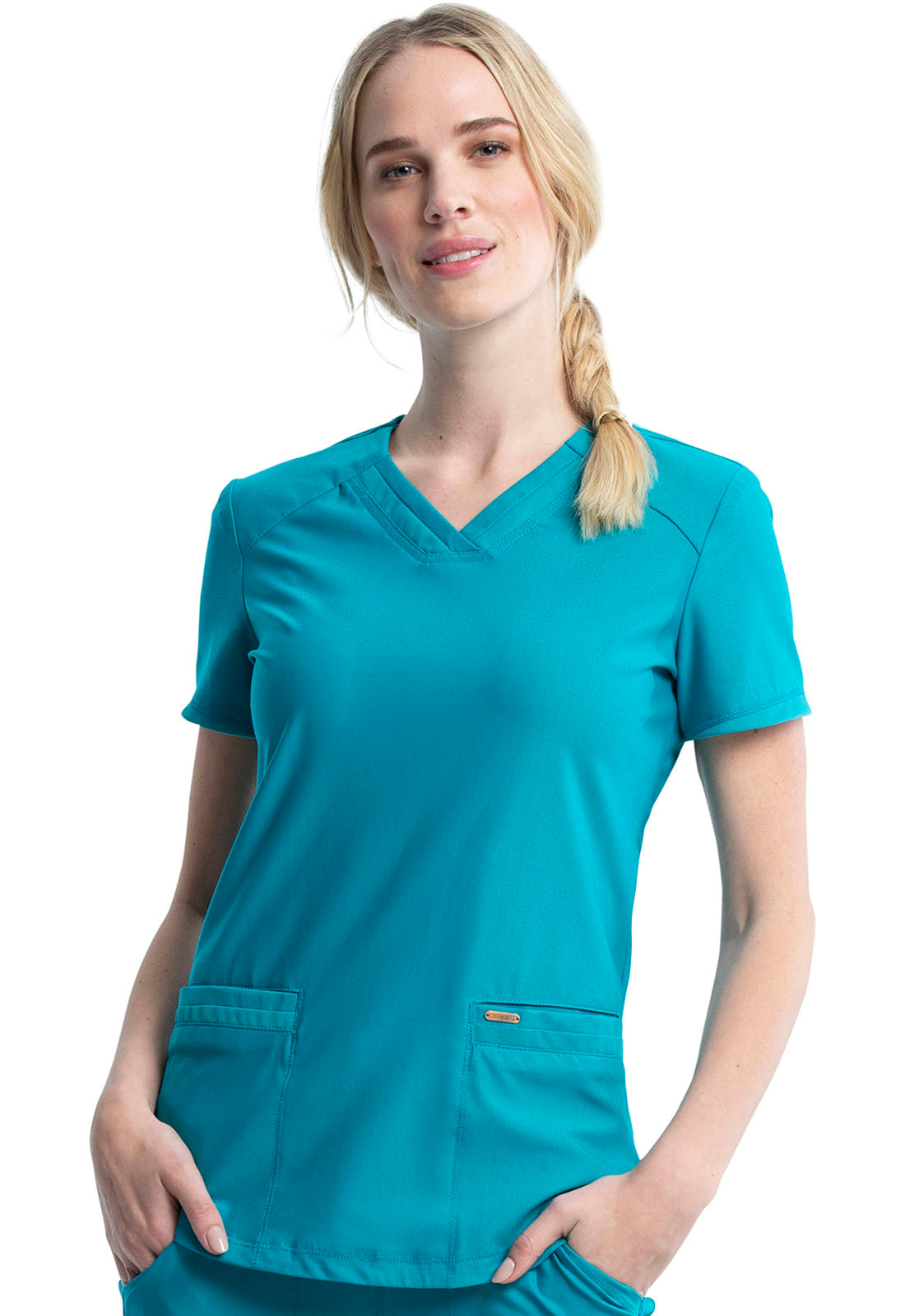 Women's V-Neck Top - Teal Blue