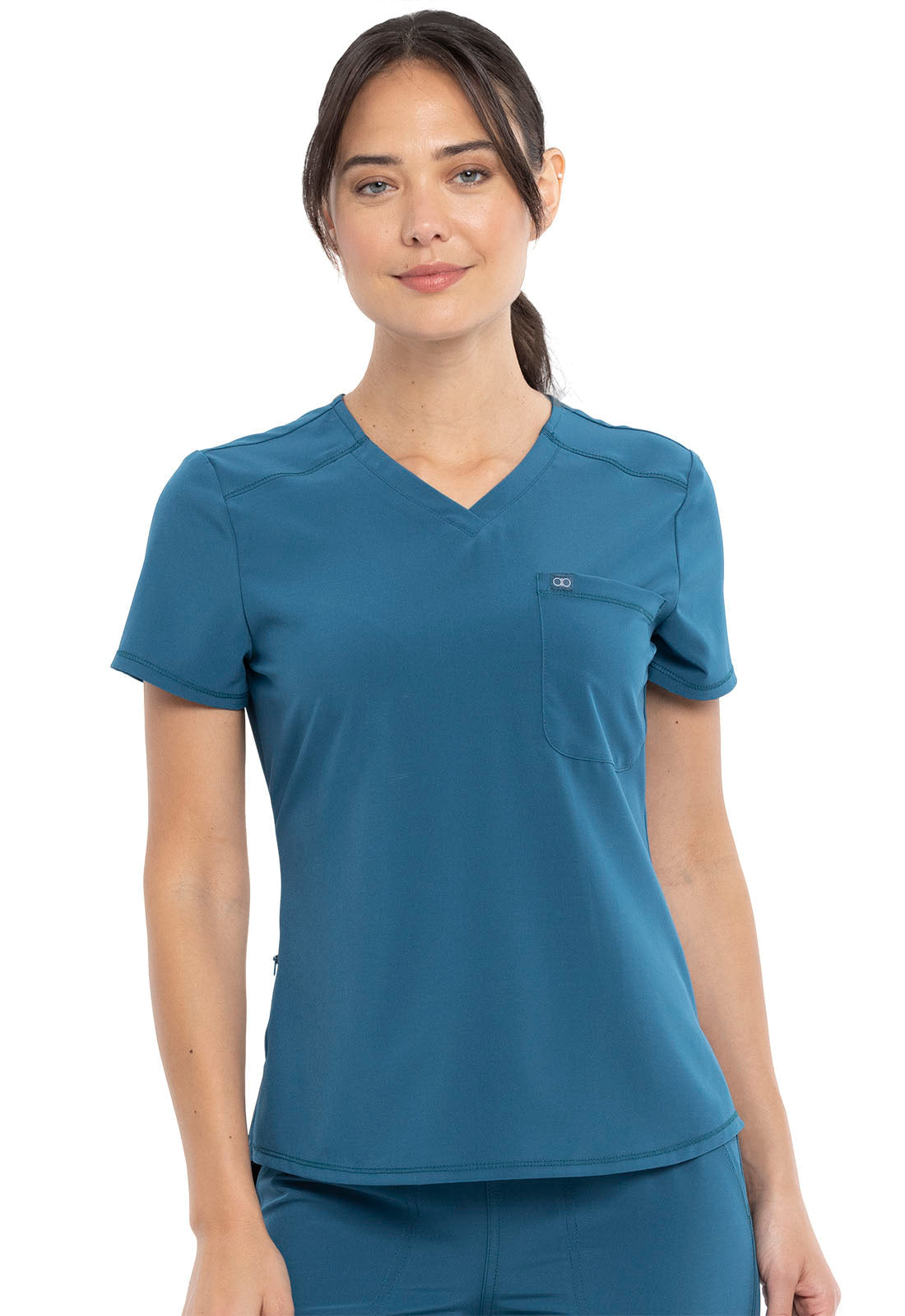 Women's Tuckable V-Neck Top - Caribbean Blue