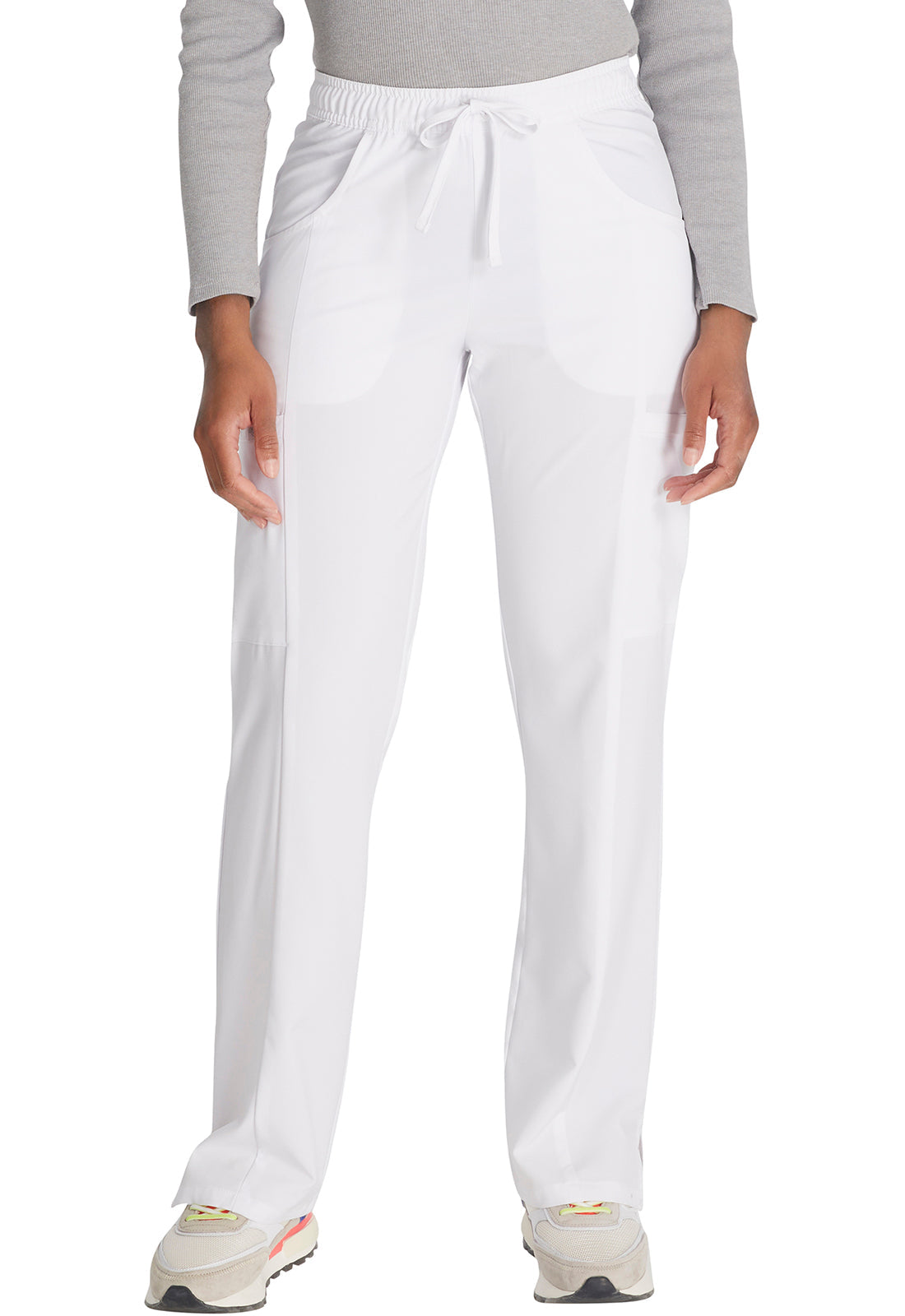 Women's Mid Rise Straight Leg Drawstring Pant - White