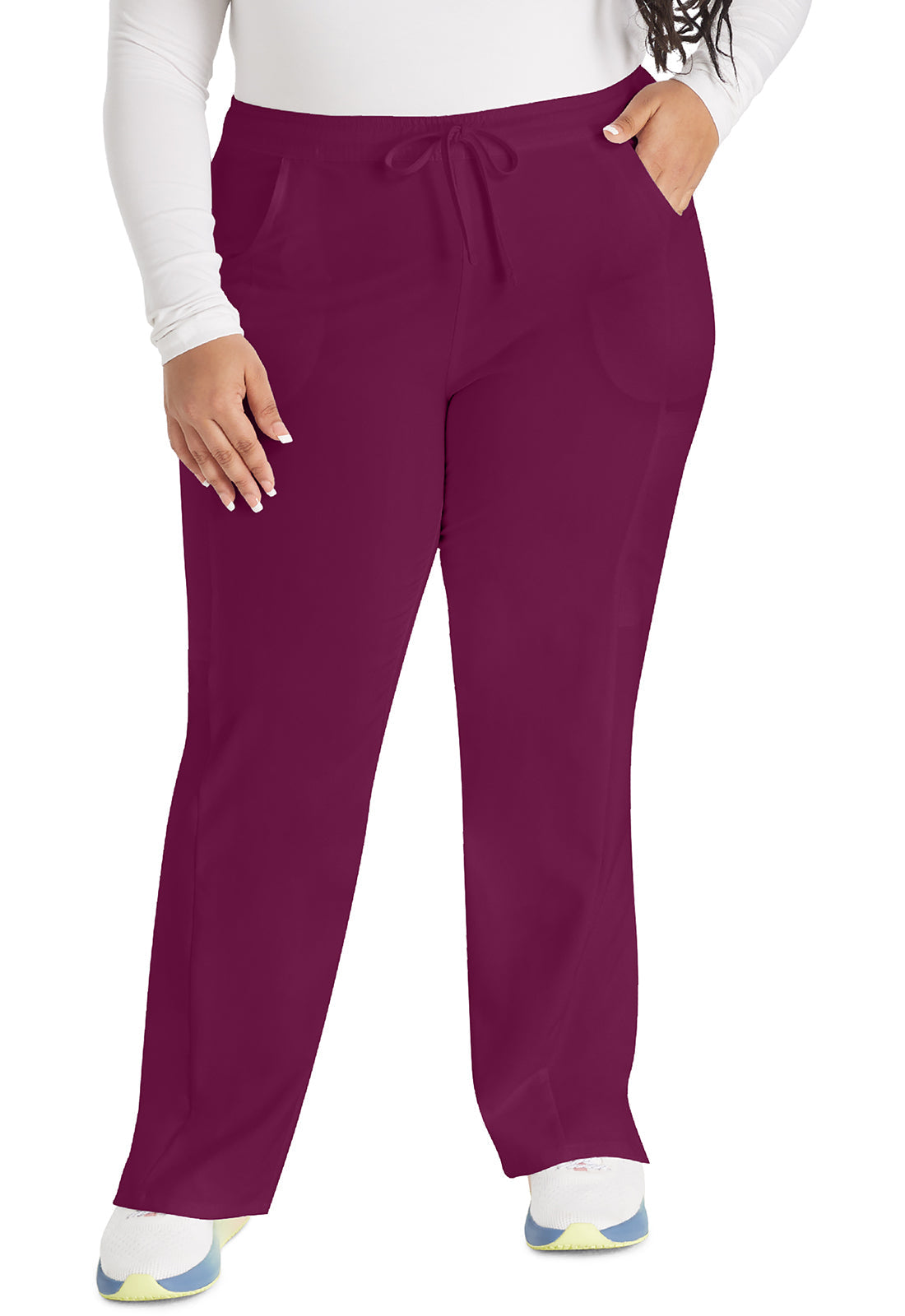 Women's Mid Rise Straight Leg Drawstring Pant - Wine