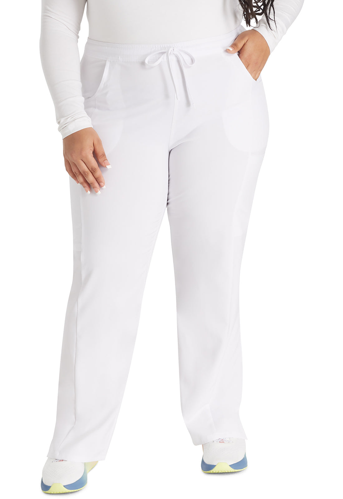 Women's Mid Rise Straight Leg Drawstring Pant - White