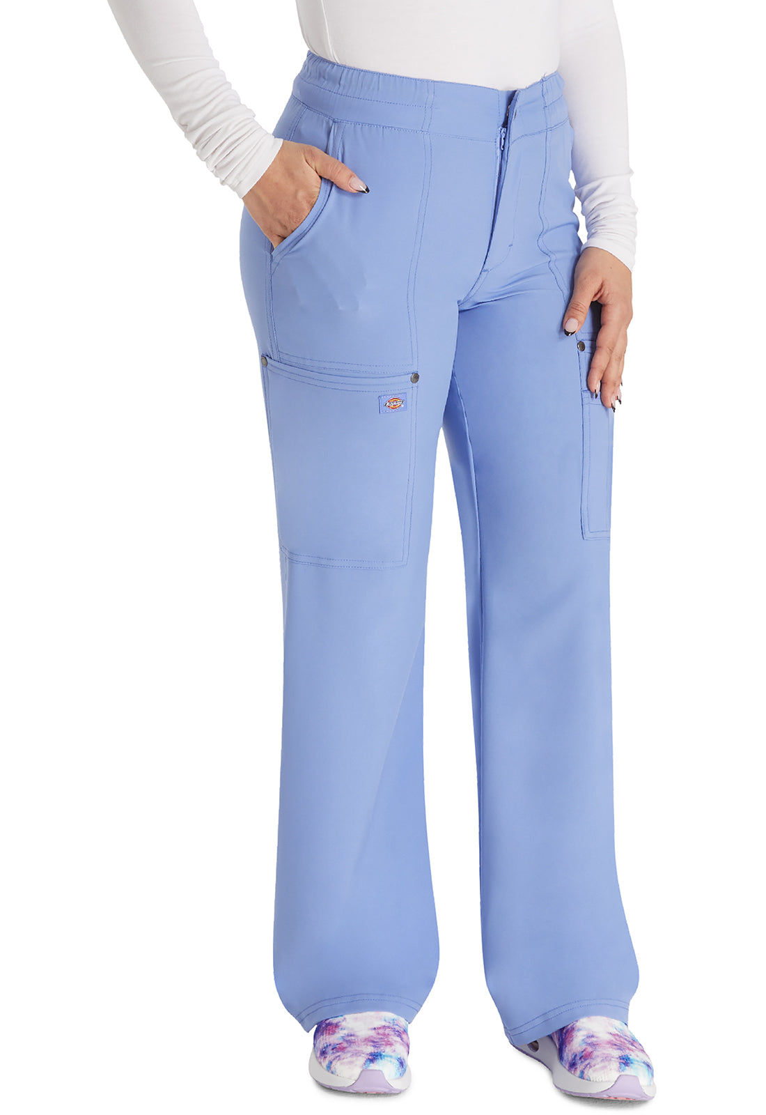 Women's Mid Rise Zip Fly Wide Leg Cargo Pant - Ciel