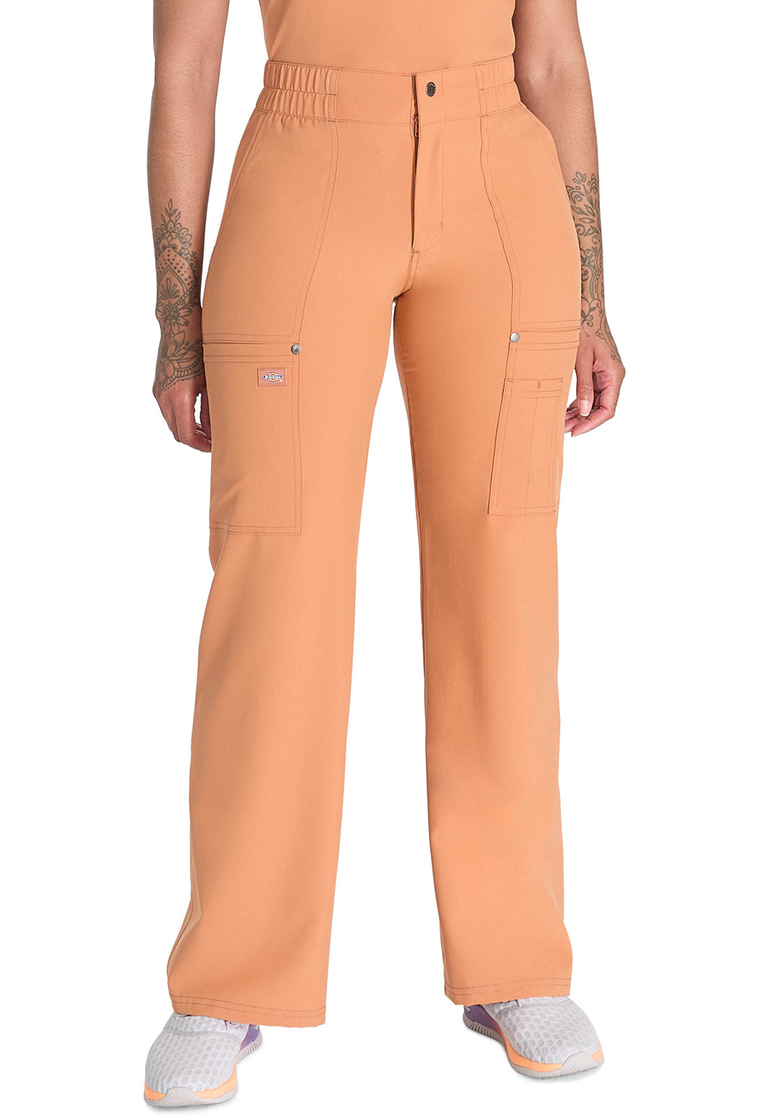 Women's Mid Rise Zip Fly Wide Leg Cargo Pant - Ginger Glow