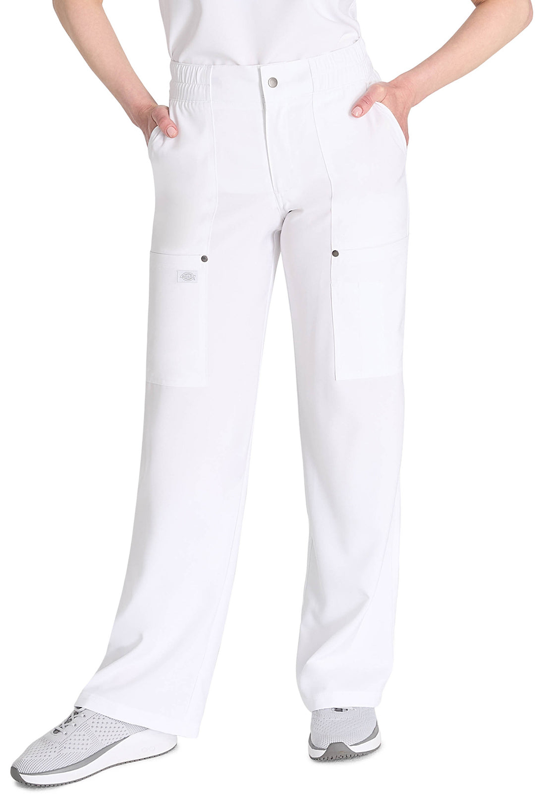 Women's Mid Rise Zip Fly Wide Leg Cargo Pant - White