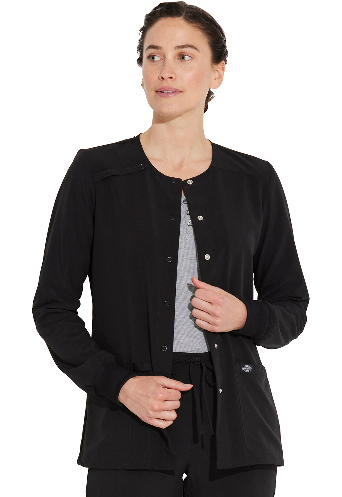 Women's Snap Front Warm-up Jacket - Black