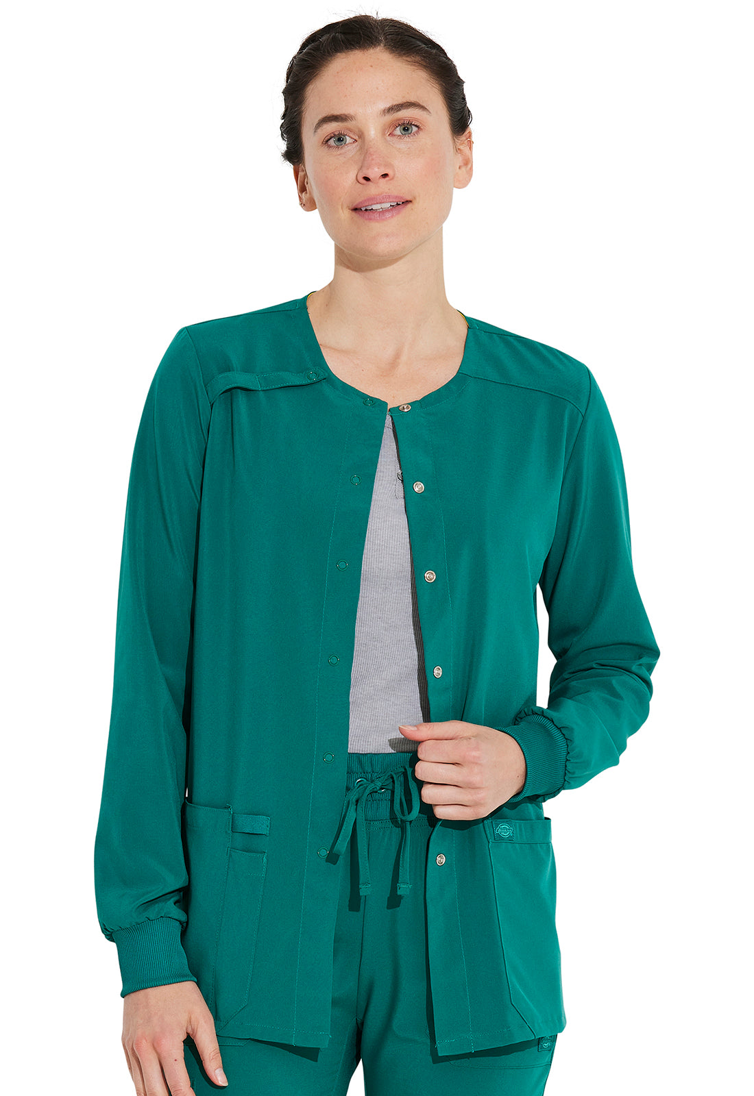 Women's Snap Front Warm-up Jacket - Hunter Green