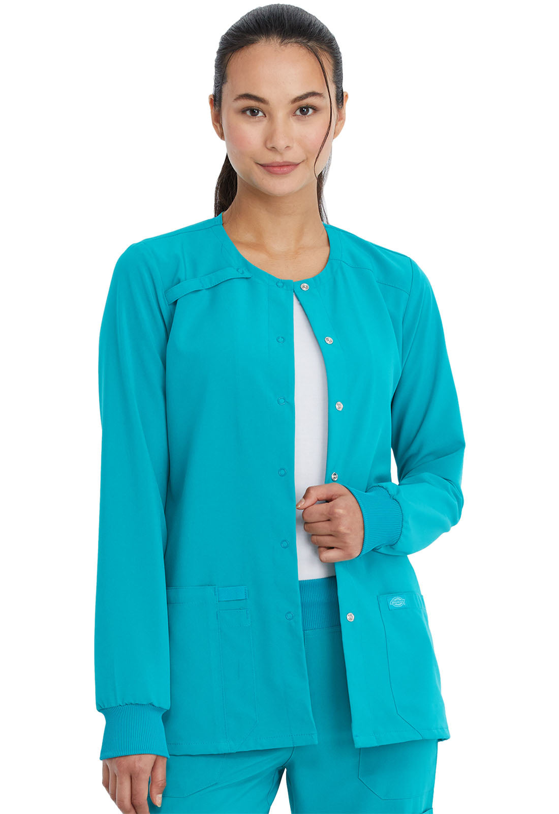 Women's Snap Front Warm-up Jacket - Teal Blue