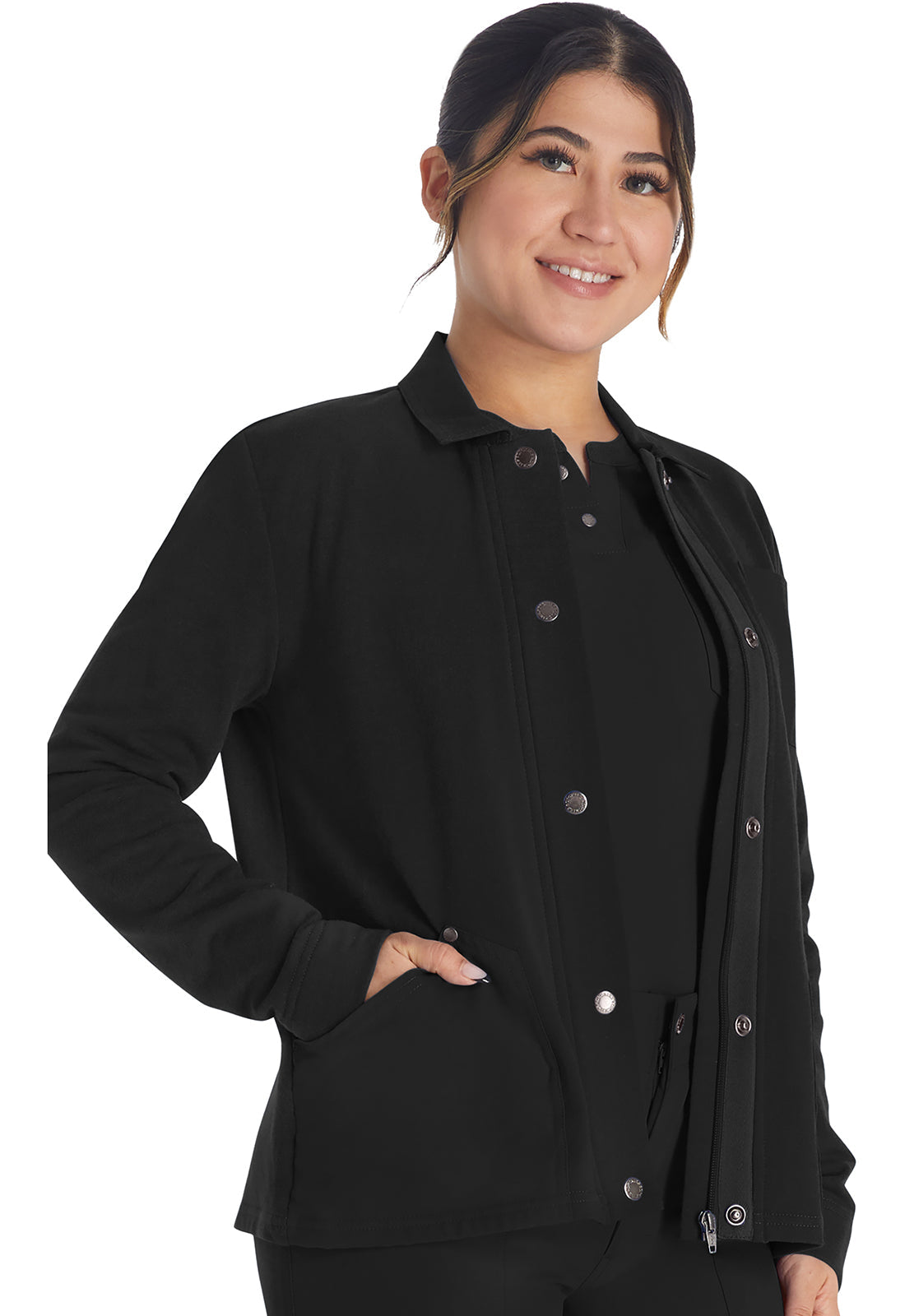 Women's Zip Front Fleece Jacket - Black