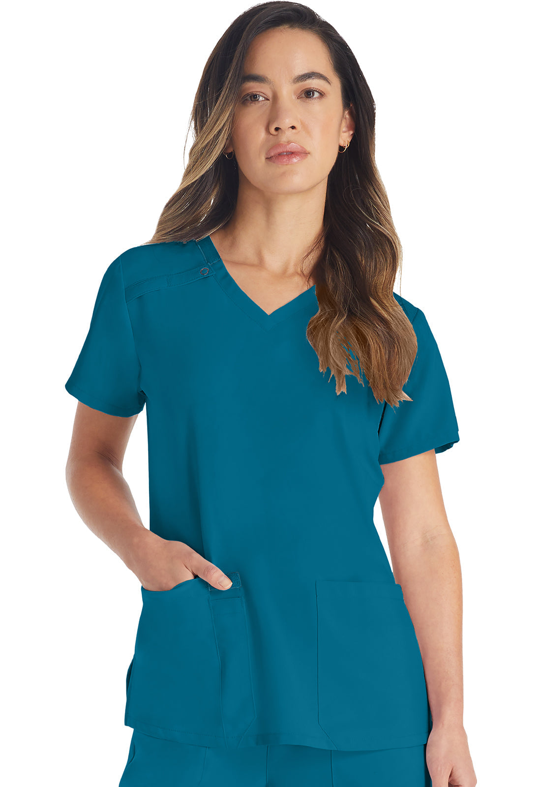 Women's V-Neck Top - Caribbean Blue
