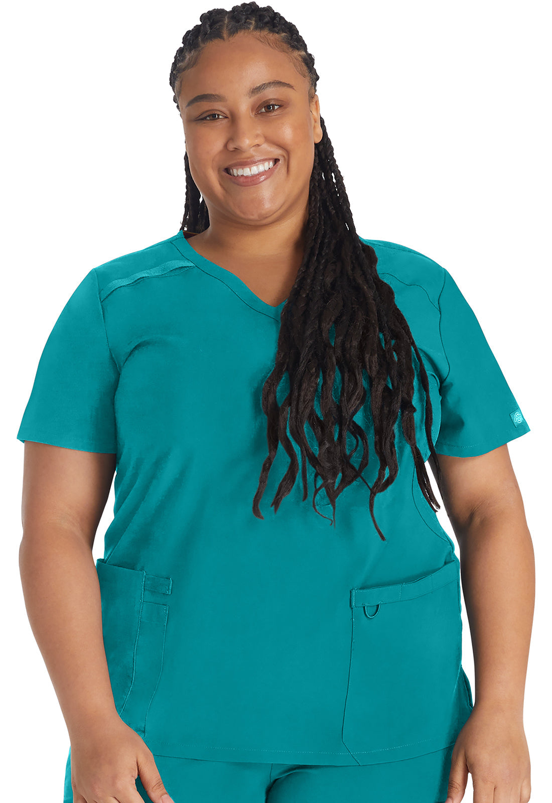 Women's Mock Wrap Top - Teal Blue