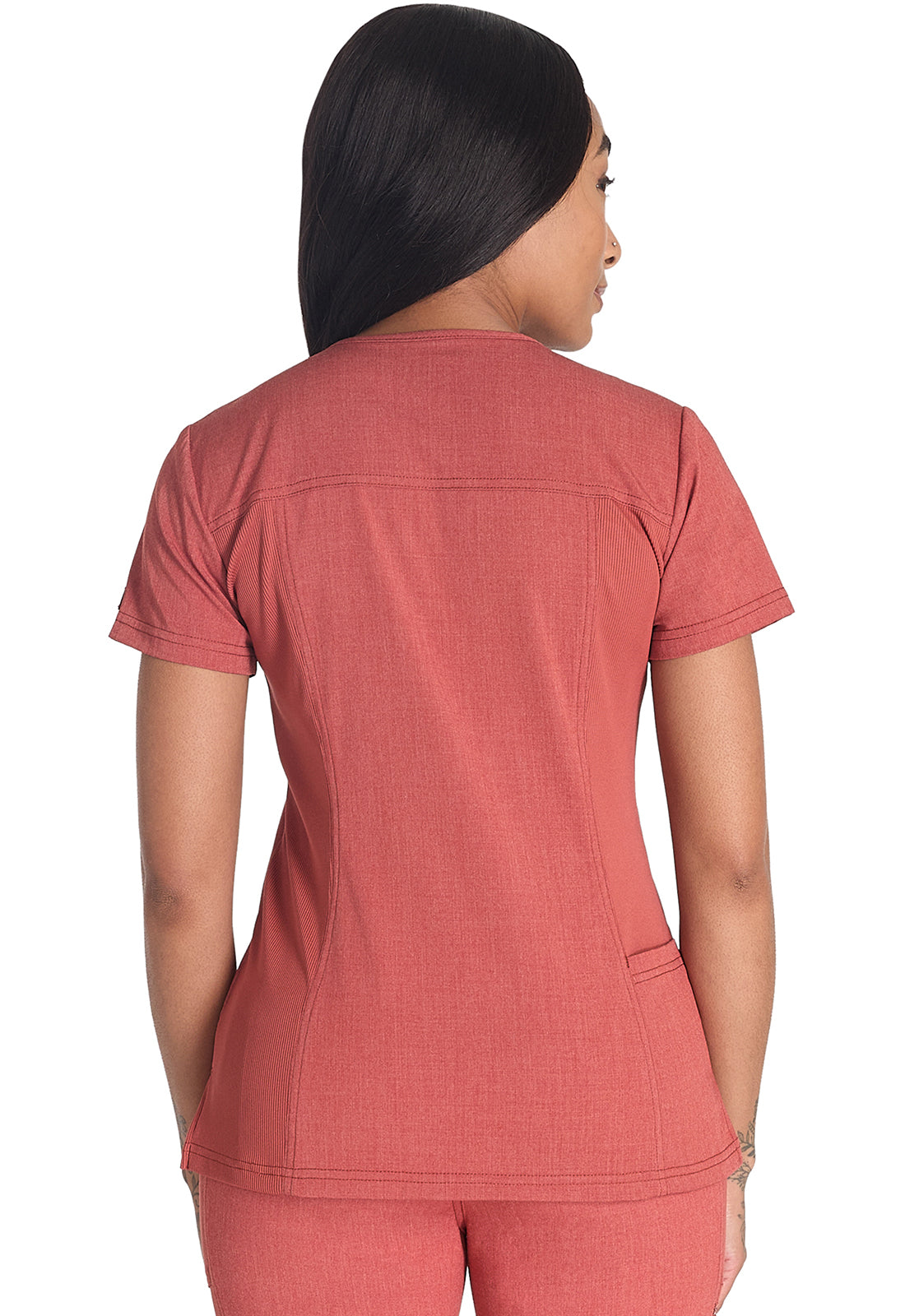 Women's Notched V-Neck Top - Heather Clay