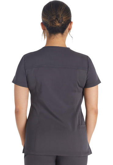 Women's Notched V-Neck Top - Pewter