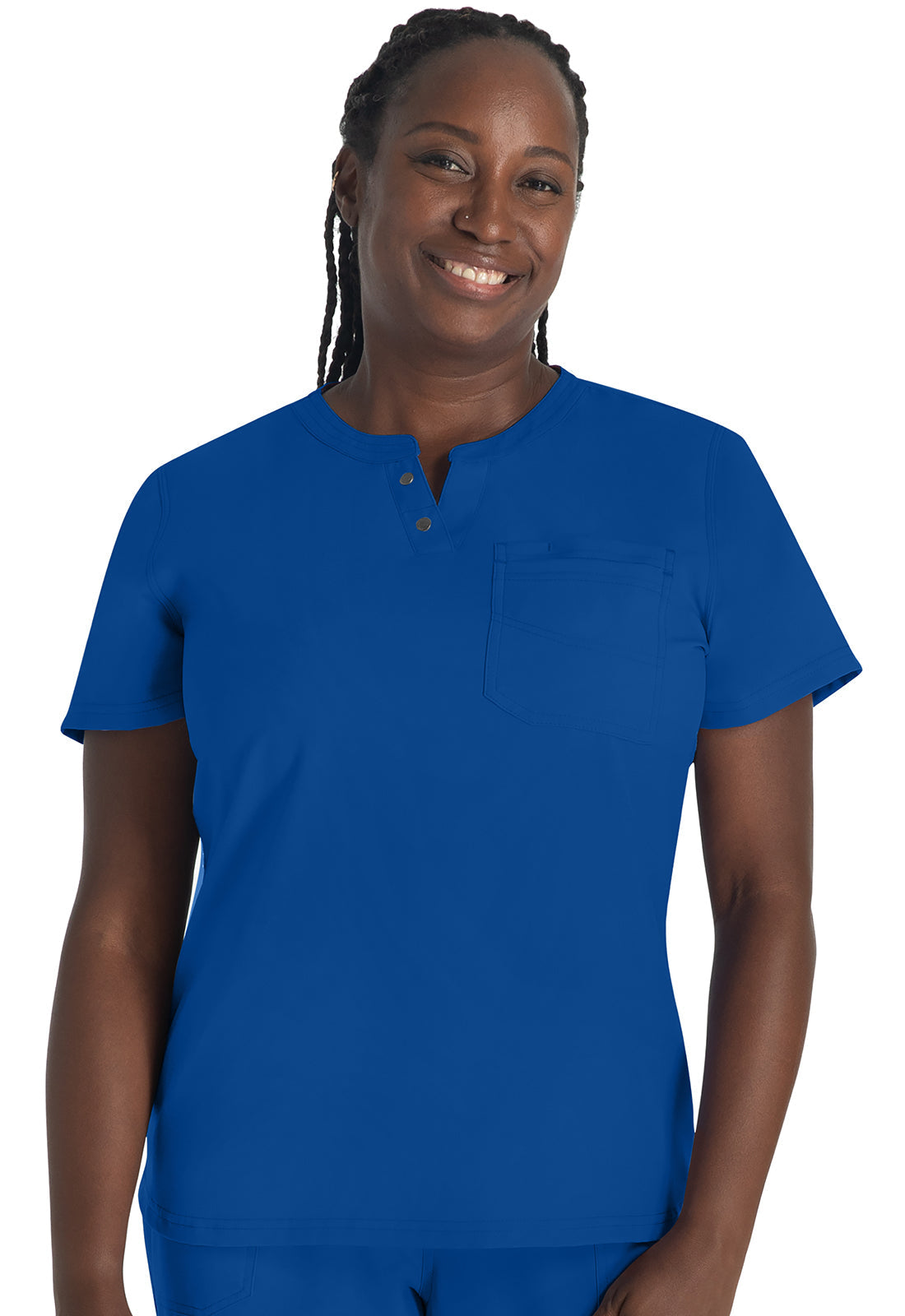 Women's Round Neck Henley Top - Galaxy Blue