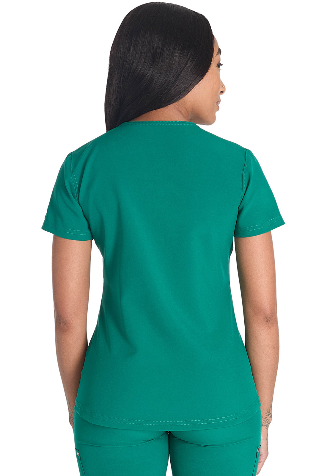 Women's Round Neck Henley Top - Hunter Green