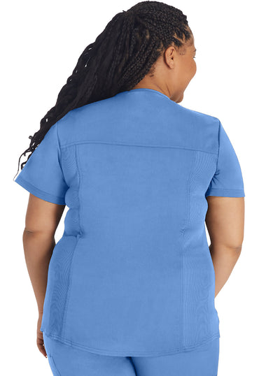 Women's V-Neck Top With Rib Knit Panels - Ciel