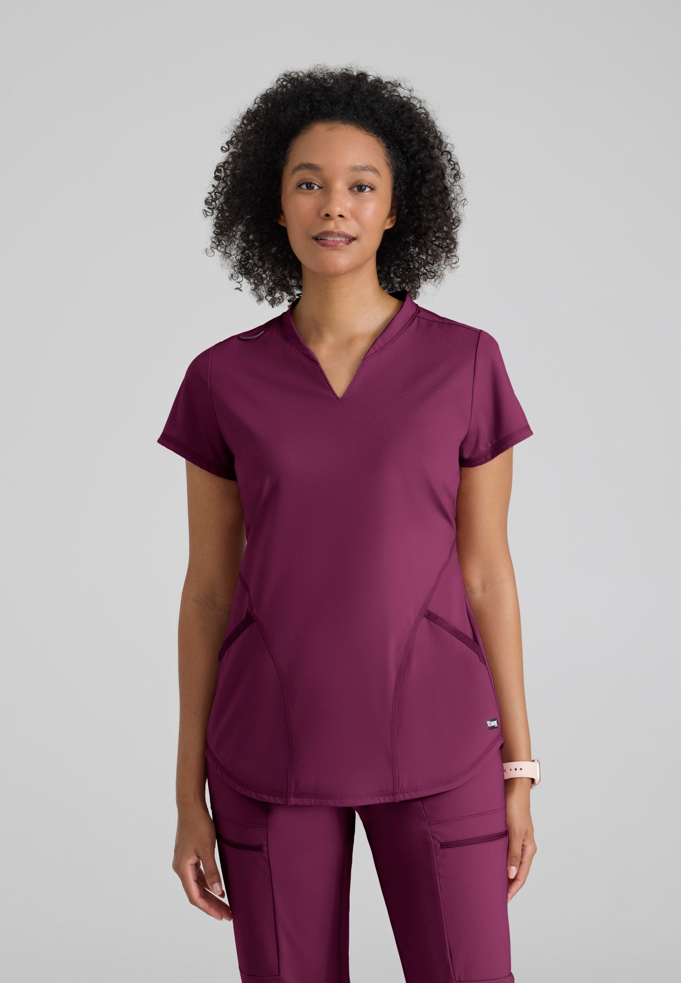 Define Knit Top - Wine - Jen's Scrubs