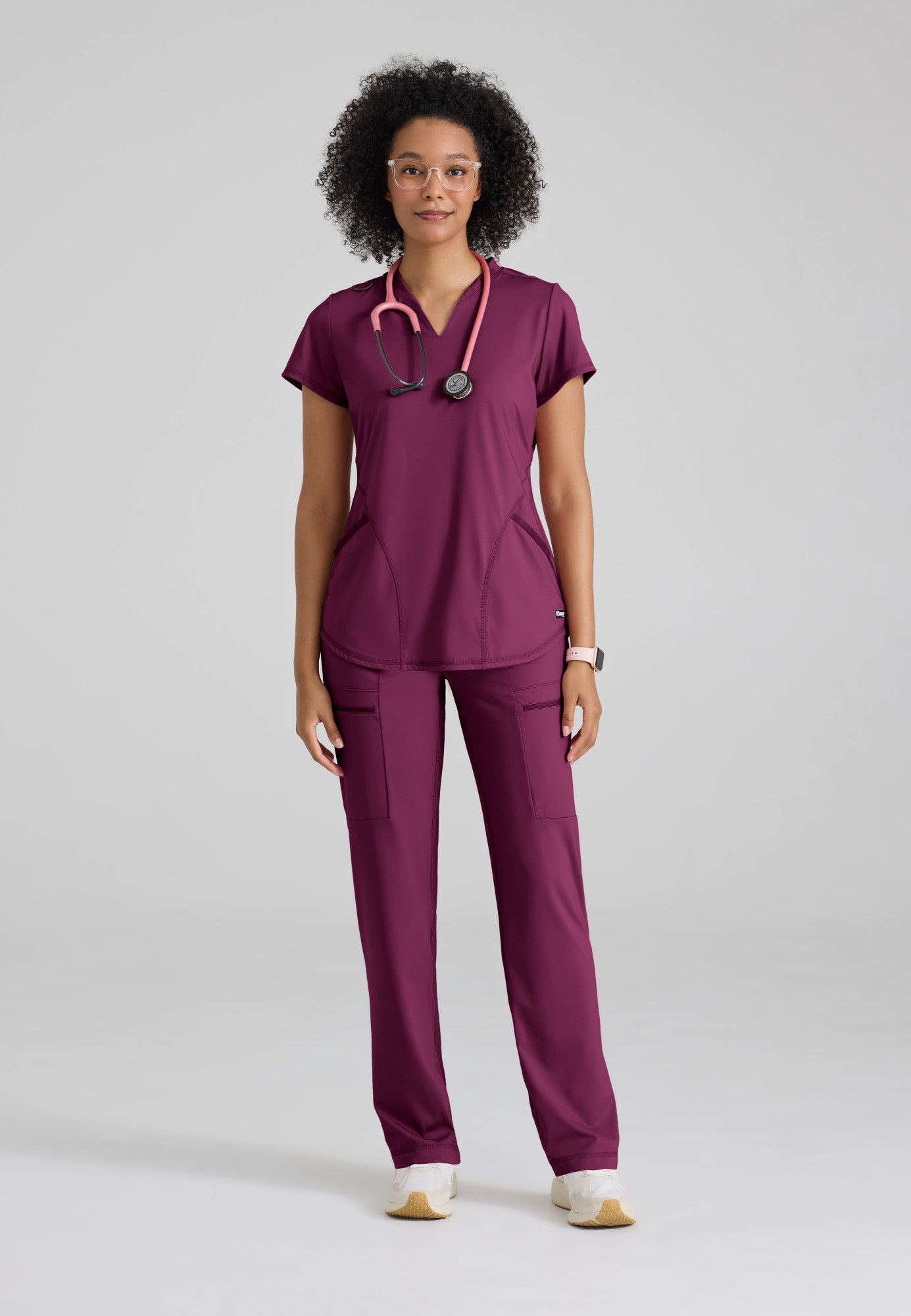 Define Knit Top - Wine - Jen's Scrubs