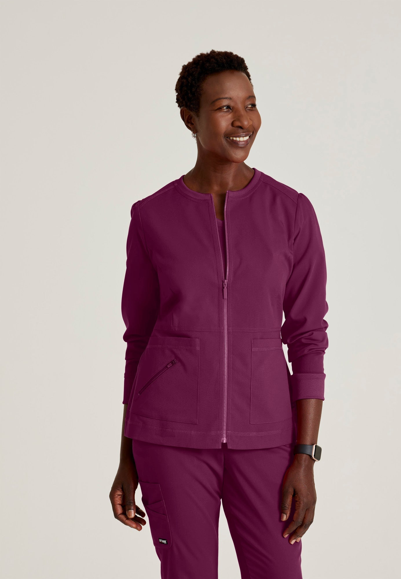 Millie Jacket - Wine - Jen's Scrubs
