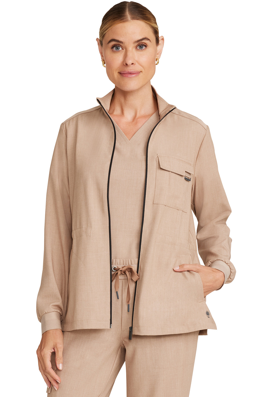 Women's Women's Zip Front Utility Jacket - Desert Taupe